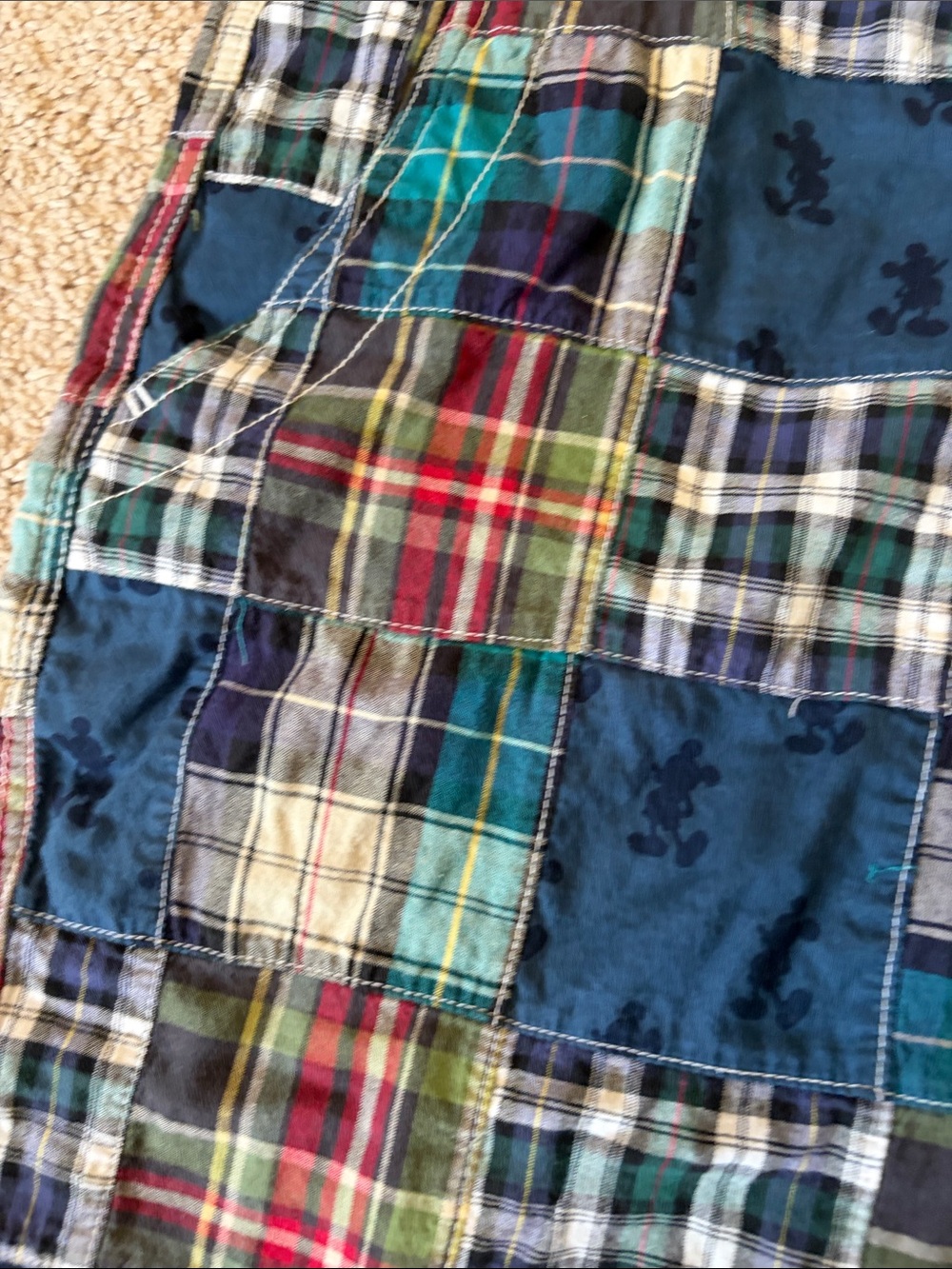 Disney Multicolor Patchwork Plaid Men's Flat Front Shorts - Picture 3 of 5